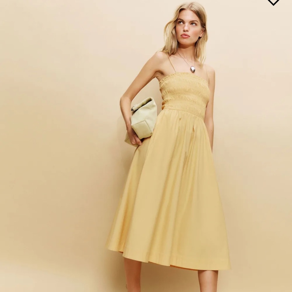 Reformation Strappy Midi Dress in Soft Yellow